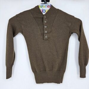 Vintage Jack Young Sweater Mens Large Wool Olive Drab Army Military Long Sleeve